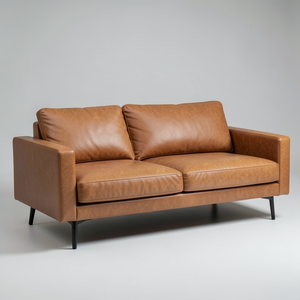 Sofá de Cuero Genuino de Primera Calidad, Varias Opciones de Estructura y Patas de Madera y Metal, Funda de Cuero Real, Sofá de Dos Plazas, Muebles para Sala de Estar - Product Image 4