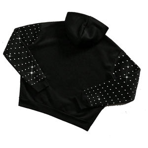 Sudadera con capucha de moda con cremallera y pedrería de cristal brillante, estilo urbano, informal, 100% algodón, con hombros caídos, unisex - Product Image 2