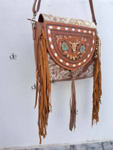 กระเป๋าถือหนังวัวงานแกะสลักมือกระเป๋ามีขอบแบบมีสไตล์กระเป๋าถือดีไซน์ใหม่สำหรับผู้หญิงกระเป๋าดีไซเนอร์อเนกประสงค์ - Product Image 2