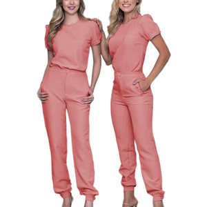Ensembles d'uniformes médicaux à manches courtes pour infirmières, tenues personnalisées en tricot pour hôpitaux, vente en gros - Product Image 6
