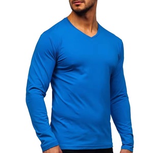 Men's Slim Fit 180 Grams 100% Cotton T-Shirt Long Sleeve O-Neck Breathable Quick Dry Street Wear Embroidery Logo Plain Blank - Product Image 4