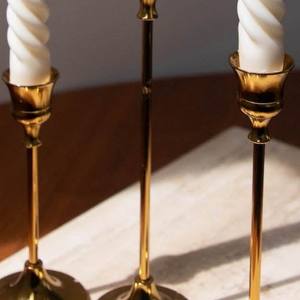 Ensemble de porte-bougies coniques modernes en métal, fin et poli, en laiton, élégant, pour centre de table de mariage, décoration maison et fête - Product Image 5