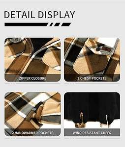 Chaqueta de lana para niños JACKETOWN, camisa de franela a cuadros, sudadera con capucha de sherpa, sudadera con cremallera, abrigo de invierno para niños de 6 a 15 años - Product Image 3