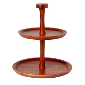 Fancy Natural Wood 2 Tier Cake Stand Round Wooden Serving Tray For Desserts And Cupcakes Serving Platter For Weddings And Party - Product Image 1