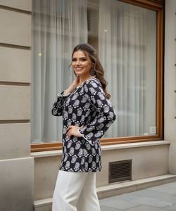 Kurti en coton imprimé fantaisie, à séchage rapide, style indien, pour usage quotidien, prix de gros, vêtement ethnique, bleu marine - Product Image 4