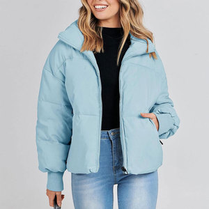 Best Selling Women's Bubble Jacket Winter Stand Collar Zipper Closure Woven Fabric Modern Casual Fashion Windproof <b>Padded</b> Coat - Product Image 2