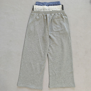 Pantalon de jogging décontracté à taille haute et jambes larges en molleton de coton, triple taille personnalisée, pour le streetwear, vente en gros OEM - Product Image 2
