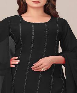 NUEVA COLECCIÓN: Conjunto de Top y Sharara con Lentejuelas y Dupatta, Ropa Festiva, Precio al por Mayor, Prenda Étnica, Tejido Multicolor - Product Image 4