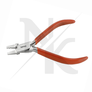 Alicates de crimpado de microperlas de alta calidad para fabricación de joyas, acero inoxidable, 130 mm, mordazas rectas, 2 mm, mango de PVC rojo con resorte - Product Image 5