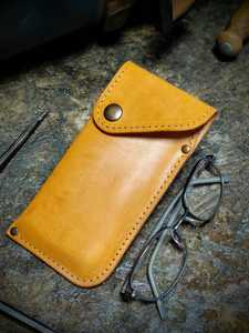 Premium Leather <b>Glasses</b> Pouch Genuine Cowhide <b>Case</b> Luxury Soft Slim Handmade Reading Spectacles Cover Sleeve LGC-0136 - Product Image 3
