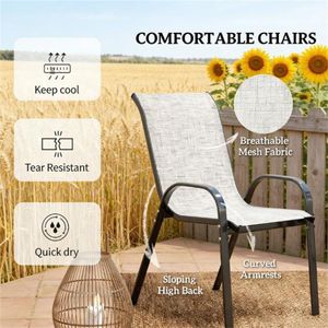 Juego de Muebles de Bar Pequeños de 3 Piezas, Color Gris, para Patio y Jardín - Product Image 3