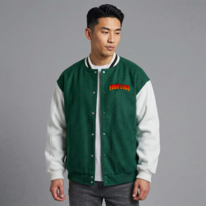 Vestes varsity pour hommes 100% laine, manches longues, bicolores, vêtements décontractés d'hiver, logo brodé personnalisé, style hip hop. - Product Image 4