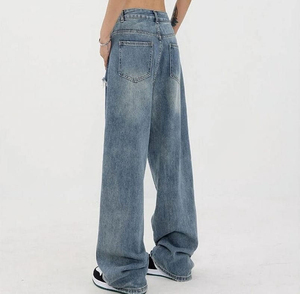 Venta al por mayor de pantalones vaqueros holgados vintage de cintura baja para mujer, lavado ácido, 100% algodón, pantalones vaqueros holgados para mujer - Product Image 4