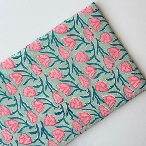 Tela de Algodón Cambray Estampada a Bloques 60x60, Tela de Algodón con Estampado Tradicional Jaipuri - Product Image 1