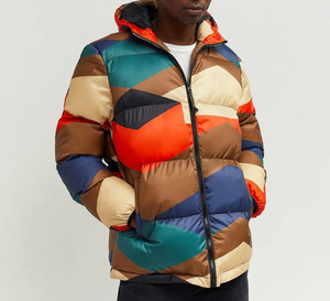 High Quality Puffer <b>Jacket</b> for Men Custom Logo Winter Streetwear Trap <b>Star</b> Plus Size Hooded Stand Collar Pocket Decoration - Product Image 2