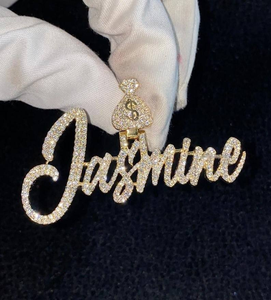 Pendentif en argent Moissanite avec le nom Christina, collier Hip Hop avec lettres en lettres cursives serties de pierres, bijoux de luxe brillants, cadeau pour homme - Product Image 1