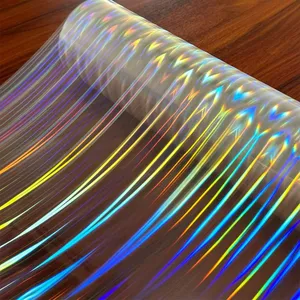 Película de laminación holográfica transparente a granel con efecto de luz de pilar, película decorativa de alto brillo para embalaje de cosméticos y envoltura. - Product Image 3