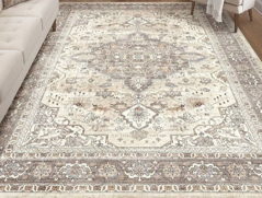 Tapis moderne en velours brodé |   Tapis écologique lavable fabriqué à la machine avec tissage jacquard à poils coupés et antidérapant - Product Image 3