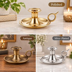 Portavelas Ovalado de Latón, Bandeja para Velas Cónicas Hecha a Mano, Centro de Mesa Decorativo de Metal, Accesorios Vintage para el Hogar - Product Image 4