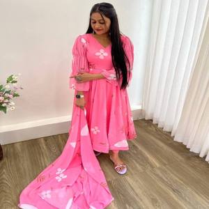 Ensemble Robe et Pantalon en Soie Brodée de Paillettes VASTRA COTTAGE avec Dupatta en Micro Coton Entièrement Cousu pour Femmes – Tenue de Fête Festive - Product Image 5