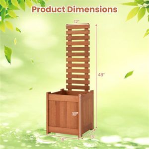 แปลงปลูกผักยกพื้น 2-in-1 ขนาด 16"x16"x48" ทำจากไม้เนื้อแข็ง พร้อมโครงตาข่ายกันน้ำเคลือบน้ำมันไม้สัก สำหรับกระถางดอกไม้และกระถางปลูกต้นไม้ - Product Image 3