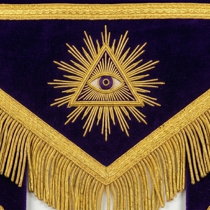 Custom <b>Purple</b> Masonic Apron with Gold Fringe & Embroidered Symbolic Emblem – Vintage Formal Freemason Regalia Accessory - Product Image 2