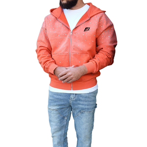 Custom Rhinestone <b>Zip</b> Hoodies Unisex Heavy Cotton Hooded Sweatshirts Y2K Winter Street Fashion Casual <b>Jacket</b> USA Bulk Supply OEM - Product Image 2