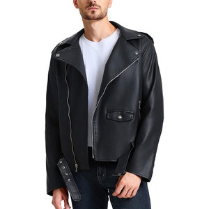 Chaqueta de cuero de piel de oveja estilo High Street para hombre, la mejor chaqueta cortavientos con cuello redondo y cierre de cremallera, chaqueta con logo personalizado para hombre - Product Image 1