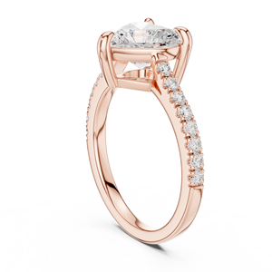 Anillo de Compromiso de Oro Rosa con Diamante Cultivado en Laboratorio con Corte Corazón, Anillo de Boda con Banda Pavé para Mujer, Joyería Fina Romántica - Product Image 2