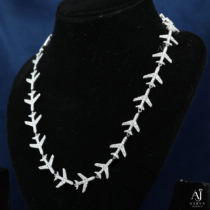 AARVA JEWELS Arrow Moissanite <b>Statement</b> <b>Necklace</b> 925 Silver Rhodium Plated Luxury Party Unisex <b>Necklaces</b> - Product Image 2