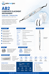 Instrumento Compuesto Zetomed Pro W3, Herramienta Dental Restauradora de Doble Extremo de Acero Inoxidable, OEM Zetomed Pro - Product Image 6