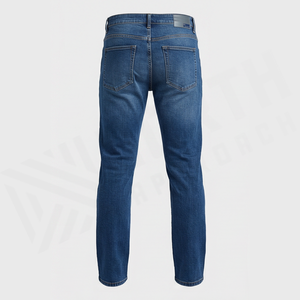 Jean en denim délavé coupe droite slim pour homme, taille mi-haute, en coton, style décontracté automne - Product Image 2