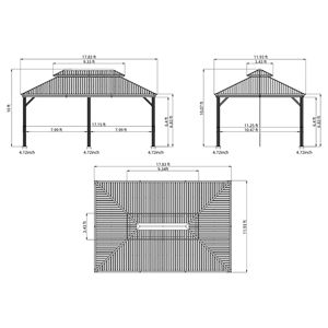 Pérgola y Gazebo Metálico Permanente para Exteriores con Techo Doble de Acero Galvanizado y Estructura de Aluminio Rígida de 12 x 18 pies - Product Image 5