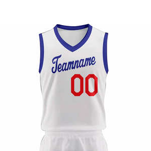 Maillot de basketball personnalisé blanc à fines rayures orange et bleues, uniforme 2026, kit d'équipe 2025 entièrement sublimé, vêtements de sport professionnels - Product Image 2