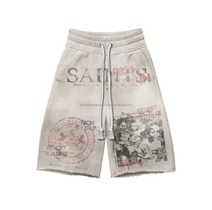 Conjunto de Ropa Urbana para Hombre, Estilo Vintage, 100% Algodón Grueso, con Estampado de Serigrafía Personalizado, Diseño Desgastado, Premium, a la Moda, para Verano - Product Image 5