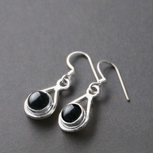 ต่างหูห้อยเงินสเตอร์ลิง925งานแฮนด์เมดสีดำนิลสำหรับผู้หญิงเด็กผู้หญิงน่ารักสำหรับงานแต่งงานงานปาร์ตี้อินเดีย - Product Image 1