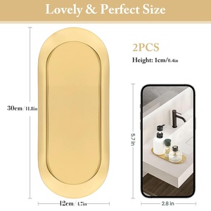 Oval Gold Plated <b>Storage</b> <b>Tray</b> Polished Finish Minimalist Design For Table Use Neatening <b>Storage</b> - Product Image 4