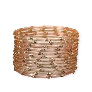 Peach Designer Trendy Raindrop Glass Kashmiri <b>Bangles</b> <b>Set</b> for Wedding and Daily Wear at Wholesale Price - Product Image 2