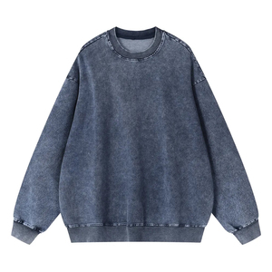 OEM ODM Unisex Acid Wash 100% Cotton Sweatshirt Vintage Oversized Crewneck Streetwear Spring Custom Logo - Product Image 1