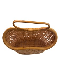 Panier rond en osier tressé à la main avec poignée, paniers de rangement écologiques faits à la main, rotin naturel, multifonctionnel moderne, fabriqué à Hanoï - Product Image 5