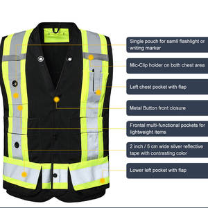 Gilet de sécurité unisexe réglable de qualité supérieure, haute visibilité, réfléchissant, léger, durable, pour travaux de construction, équipement de sécurité - Product Image 4