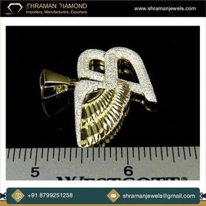 SHRAMAN DIAMOND Colgante Fino de Plata de Ley 925 con Moissanita y Letra Inicial B Personalizada, Chapado en Rodio, Estilo Hip Hop para Hombre - Product Image 4