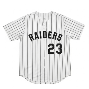 Custom White Solid Baseball Jersey Raiders Style <b>Button</b>-Up V-neck <b>Half</b> Sleeve Mesh Sports <b>Shirt</b> Number Print Breathable - Product Image 1