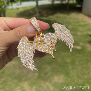 Pendentif Hip Hop en Argent Sterling 925 Massif Plaqué Or Rose et Jaune avec Diamant Moissanite Audacieux pour Hommes et Femmes - Product Image 3