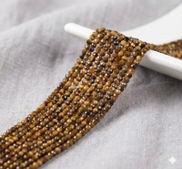 Perles en vrac micro-facettées en œil de tigre naturel de 2 mm de la meilleure qualité pour colliers, bracelets, boucles d'oreilles et bijoux DIY – Vente en gros