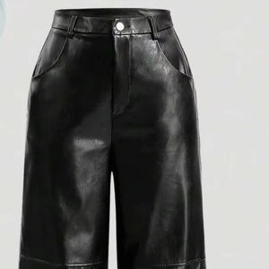 Pantalones de Mujer Casuales y Elegantes para Vacaciones, de Color Sólido, en Cuero Sintético PU de Alta Gama, Estilo Europeo y Americano - Product Image 1