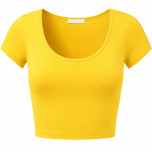 T-shirt court pour femme, coupe décontractée, coton premium, usage quotidien, directement de l'usine, t-shirt court oversize pour femme, léger, mode streetwear. - Product Image 1