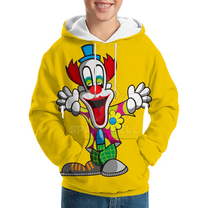Sweat à capuche unisexe blanc avec imprimé clown dessin animé sur le devant, décontracté, manches longues, streetwear, pour l'automne - Product Image 6