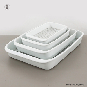 Juego de Platos para Hornear de Cerámica de Gres <span class=keywords><strong>Blanco</strong></span> Rectangular <span class=keywords><strong>Grande</strong></span> de 9, 10, 13 y 17 Pulgadas, Apilables, Aptos para Horno, con Rejilla de Acero Inoxidable - Product Image 2