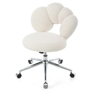Chaise de bureau pivotante à 360 degrés, réglable en hauteur, en tissu Teddy, pour les environnements de télétravail - Product Image 4